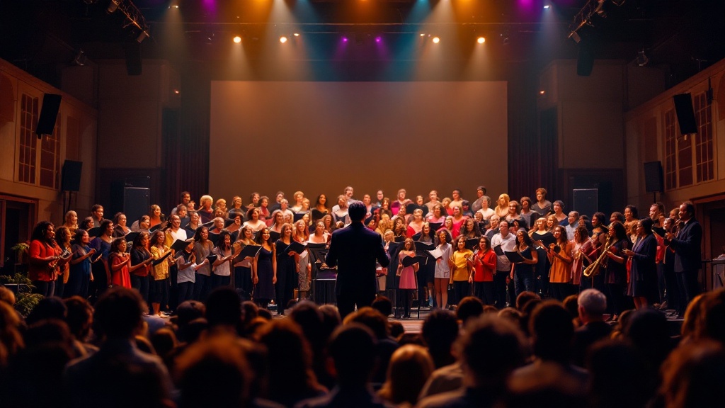 Community choir and music ensemble performing together