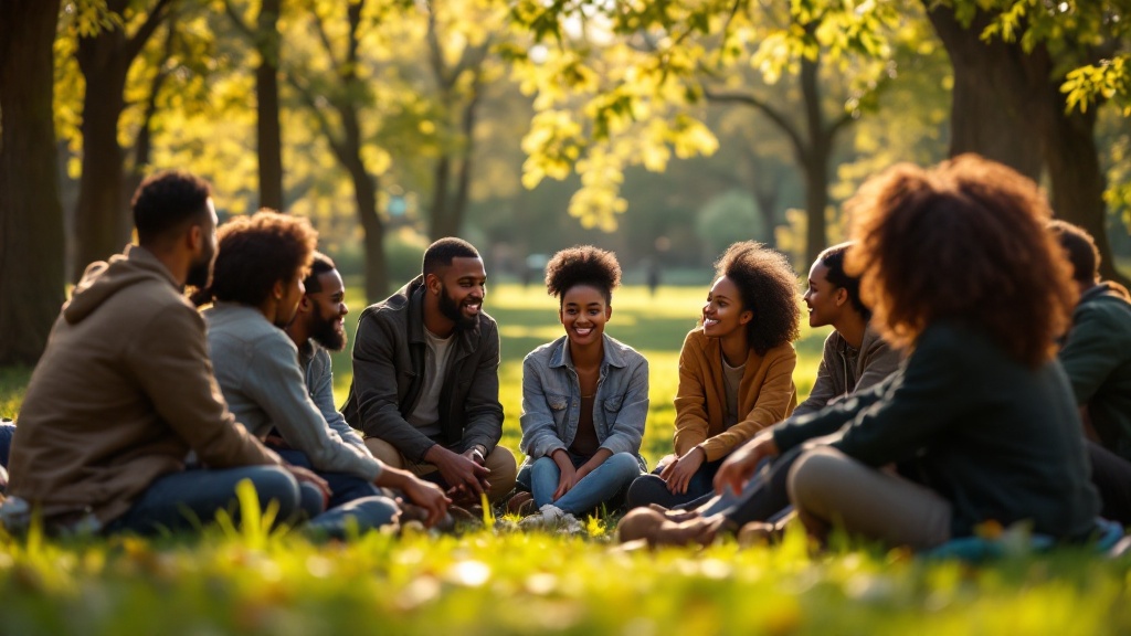 Community collaborative circle in a park setting